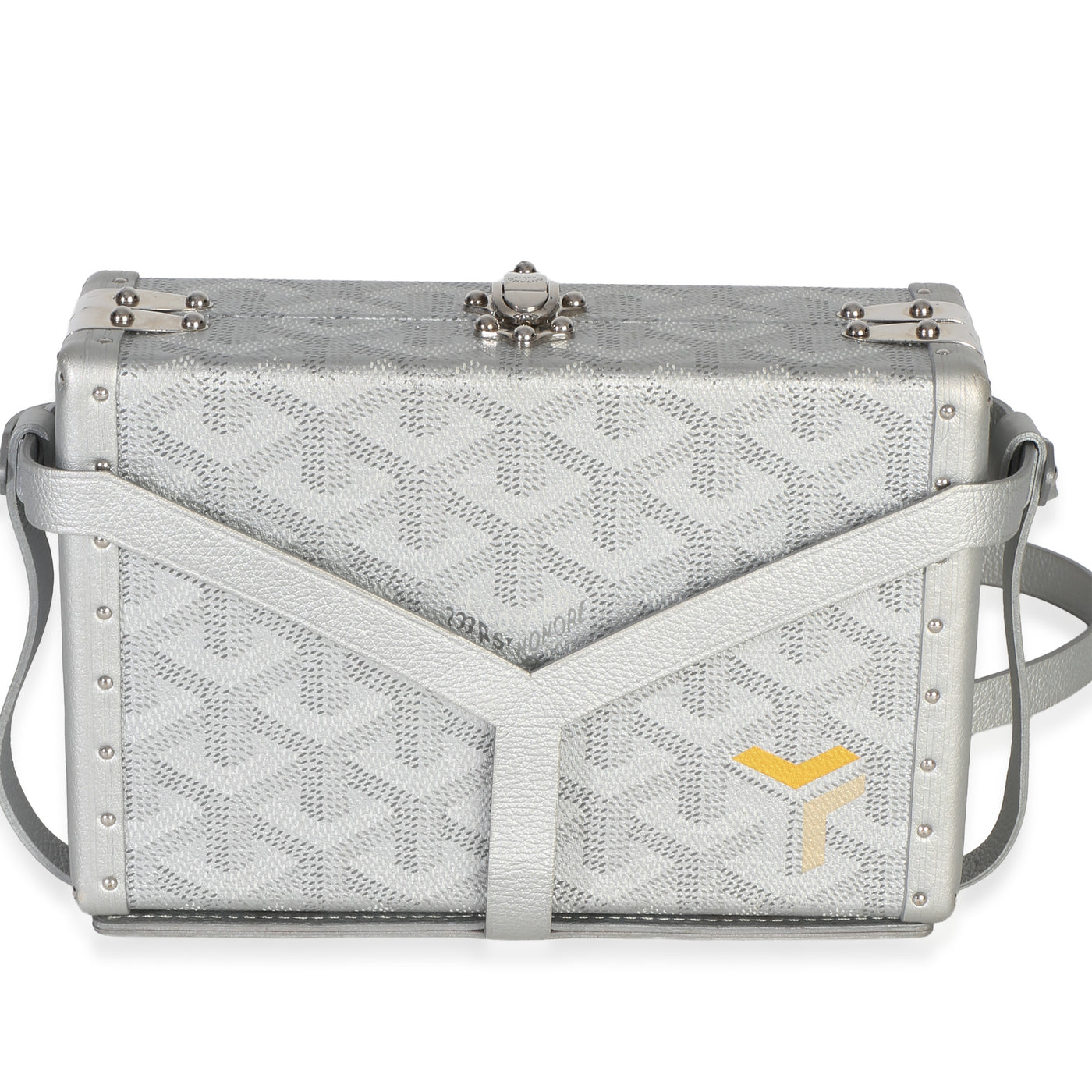 Goyard Silver Precious Metals Goyardine Canvas Minaudiere Trunk Handbag