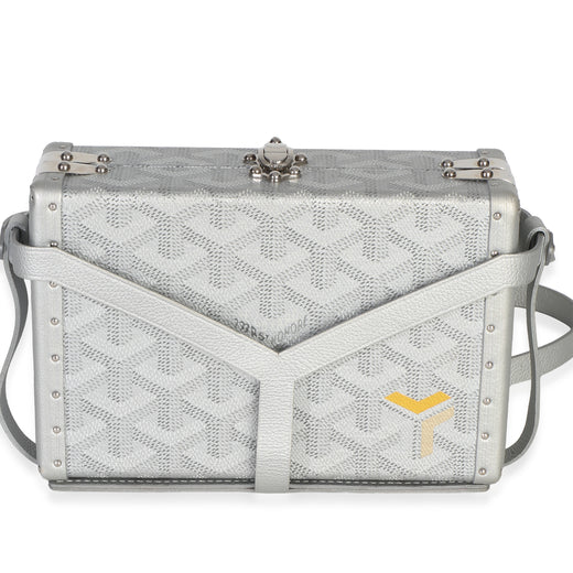 Goyard Silver Precious Metals Goyardine Canvas Minaudiere Trunk Handbag