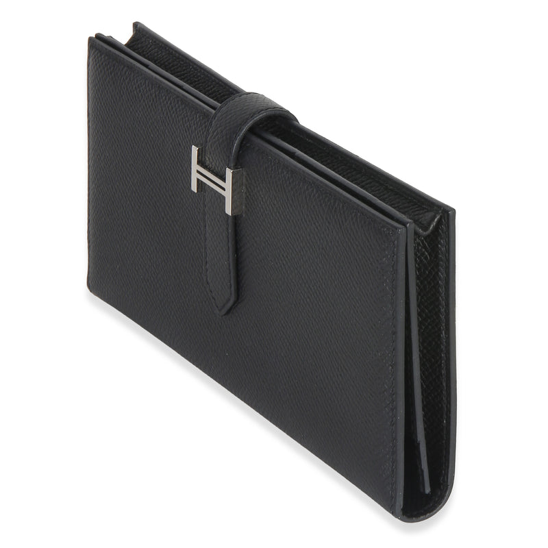 Hermès Black Epsom Bearn Wallet Phw Leather