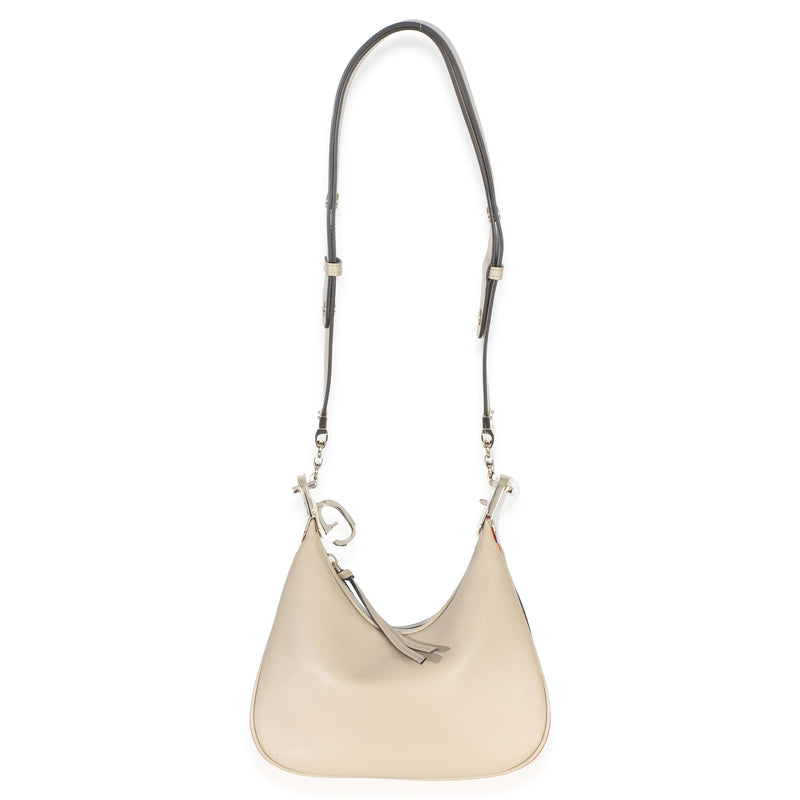 Gucci Beige Smooth Calfskin Web Small Attache Shoulder Bag Beige; Neutral Leather Handbag