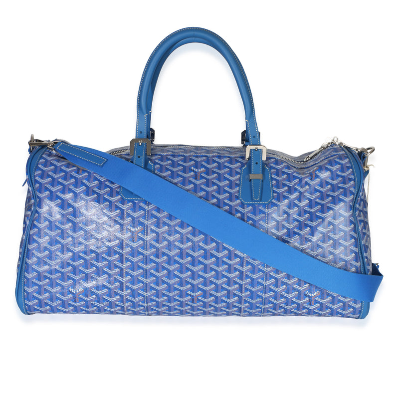 Goyard Blue Goyardine Canvas Croisière Boston 50 Handbag