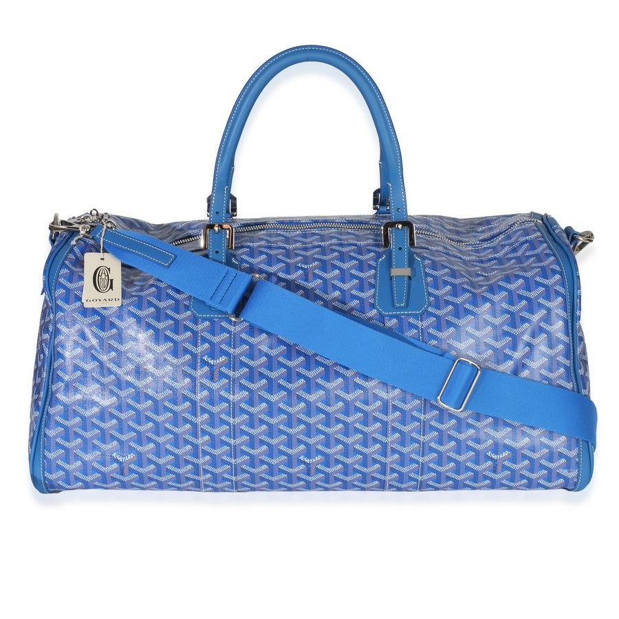 Goyard Blue Goyardine Canvas Croisière Boston 50 Handbag