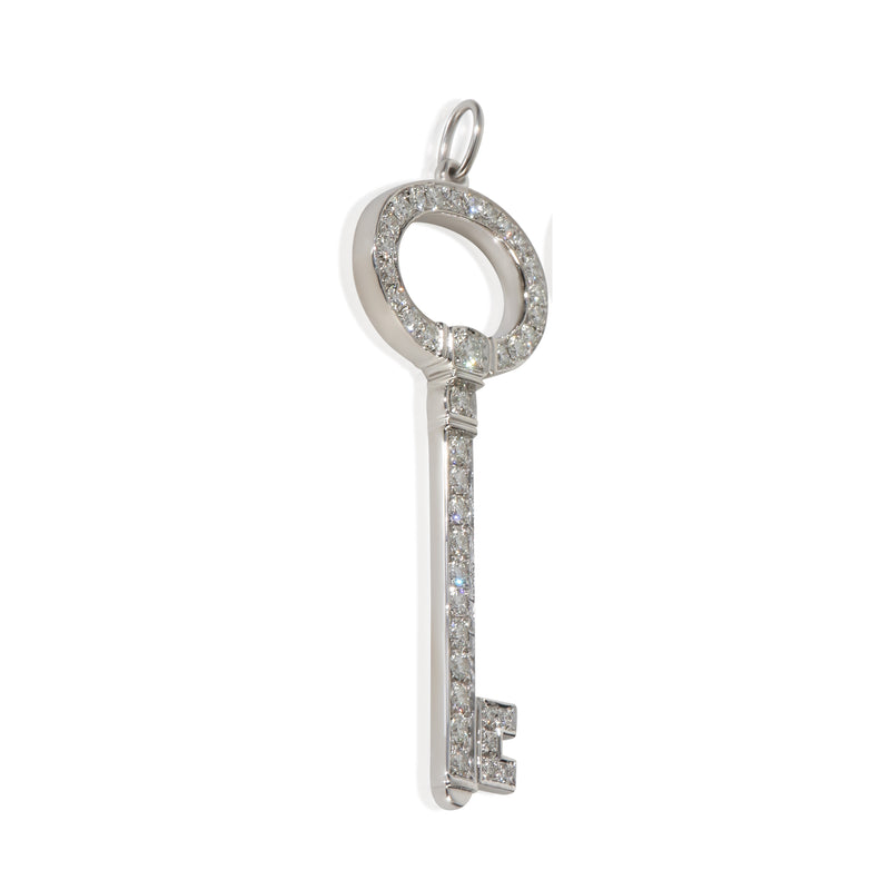 Tiffany & Co. Platinum Diamond Oval Key Pendant 950