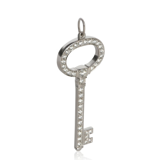 Tiffany & Co. Platinum Diamond Oval Key Pendant 950