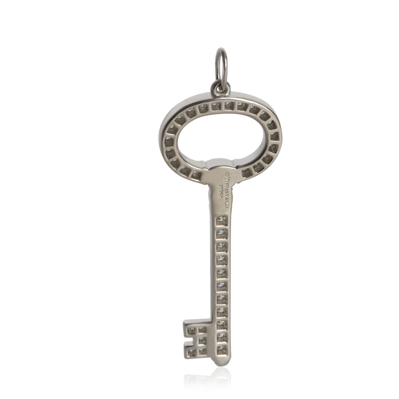 Tiffany & Co. Platinum Diamond Oval Key Pendant 950
