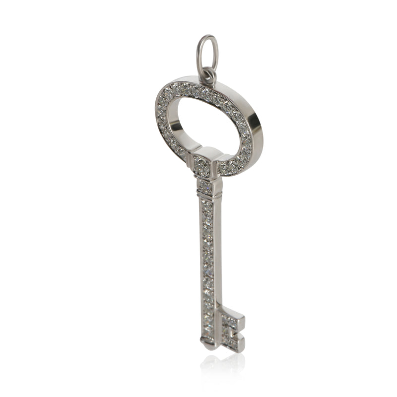 Tiffany & Co. Platinum Diamond Oval Key Pendant 950