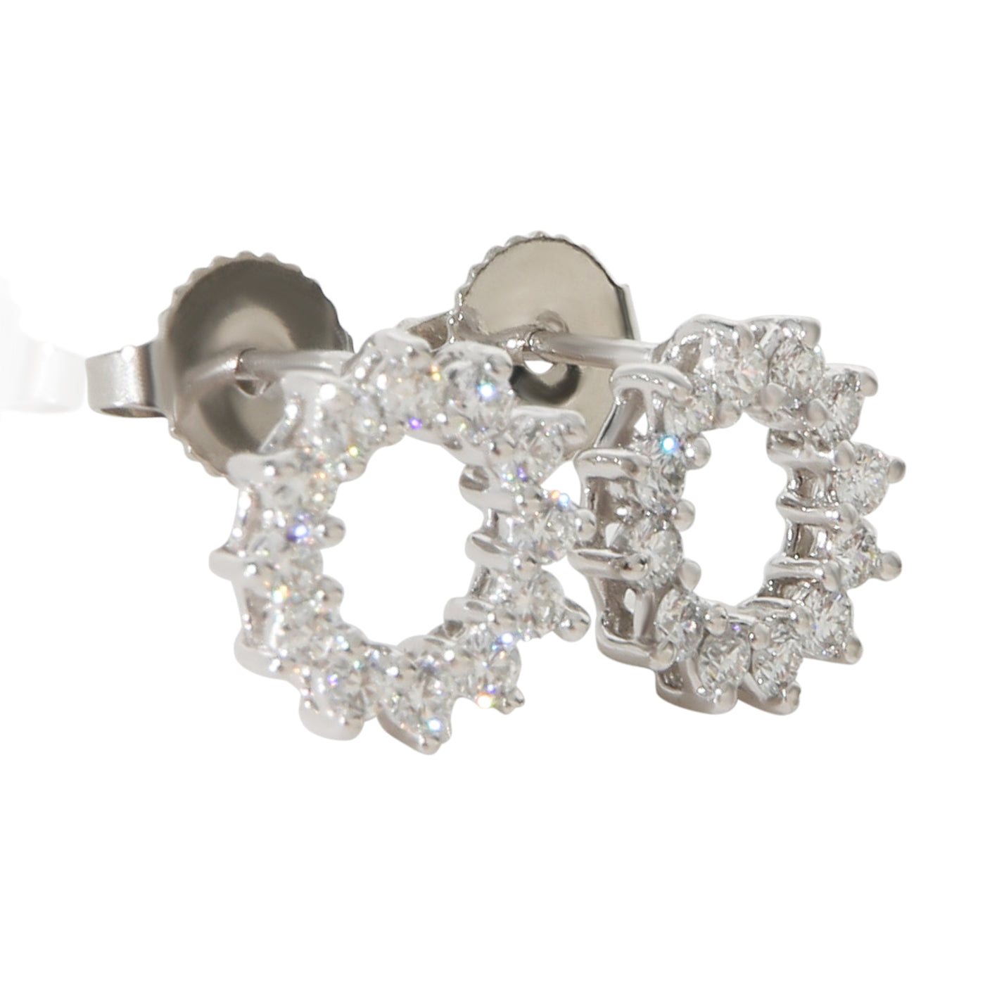 Tiffany & Co. Platinum Diamond Open Circle Earrings 950