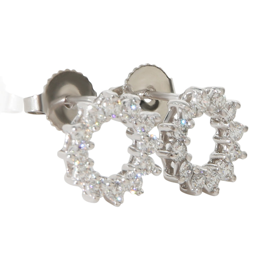 Tiffany & Co. Platinum Diamond Open Circle Earrings 950