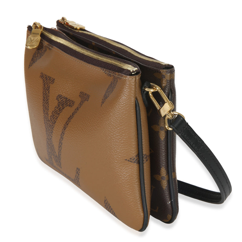Louis Vuitton Reverse Monogram Giant Canvas Double Zip Pochette Brown Handbag