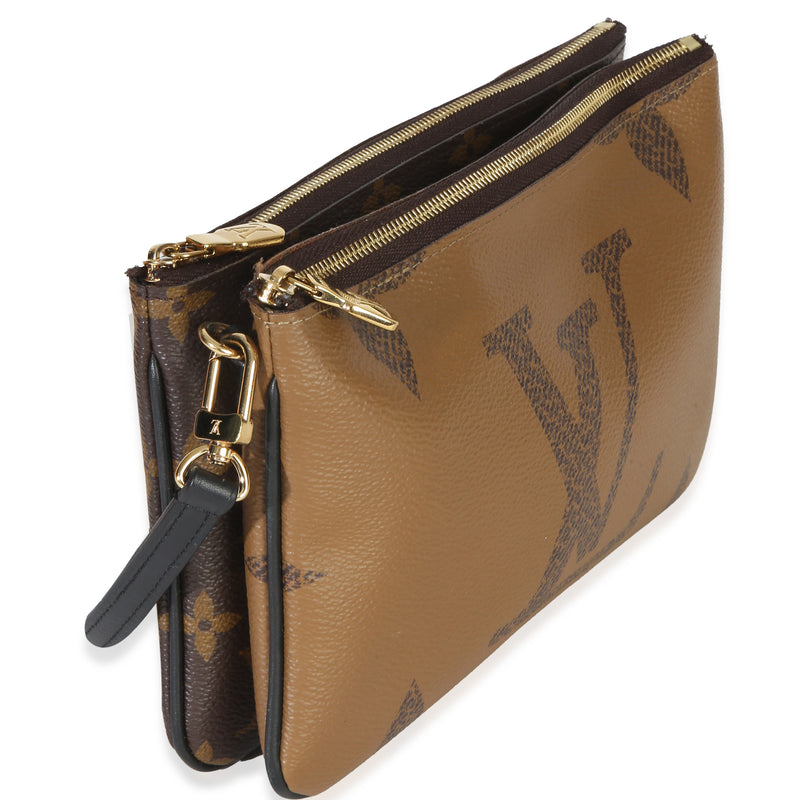 Louis Vuitton Reverse Monogram Giant Canvas Double Zip Pochette Brown Handbag