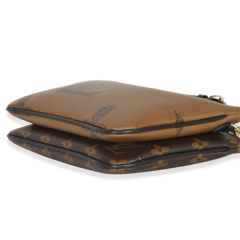 Louis Vuitton Reverse Monogram Giant Canvas Double Zip Pochette Brown Handbag