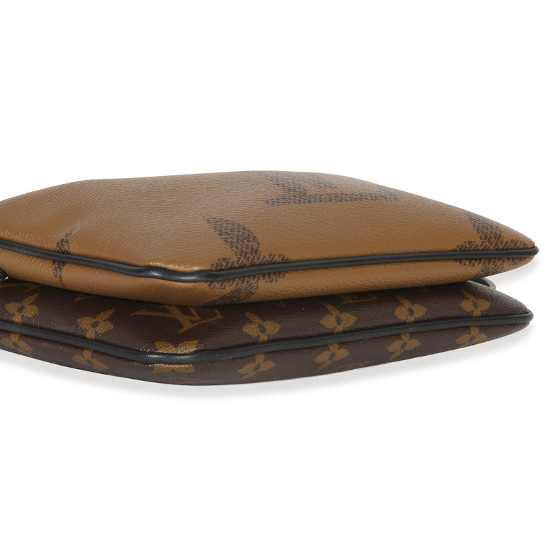 Louis Vuitton Reverse Monogram Giant Canvas Double Zip Pochette Brown Handbag