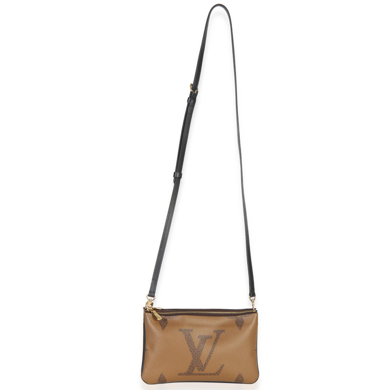 Louis Vuitton Reverse Monogram Giant Canvas Double Zip Pochette Brown Handbag