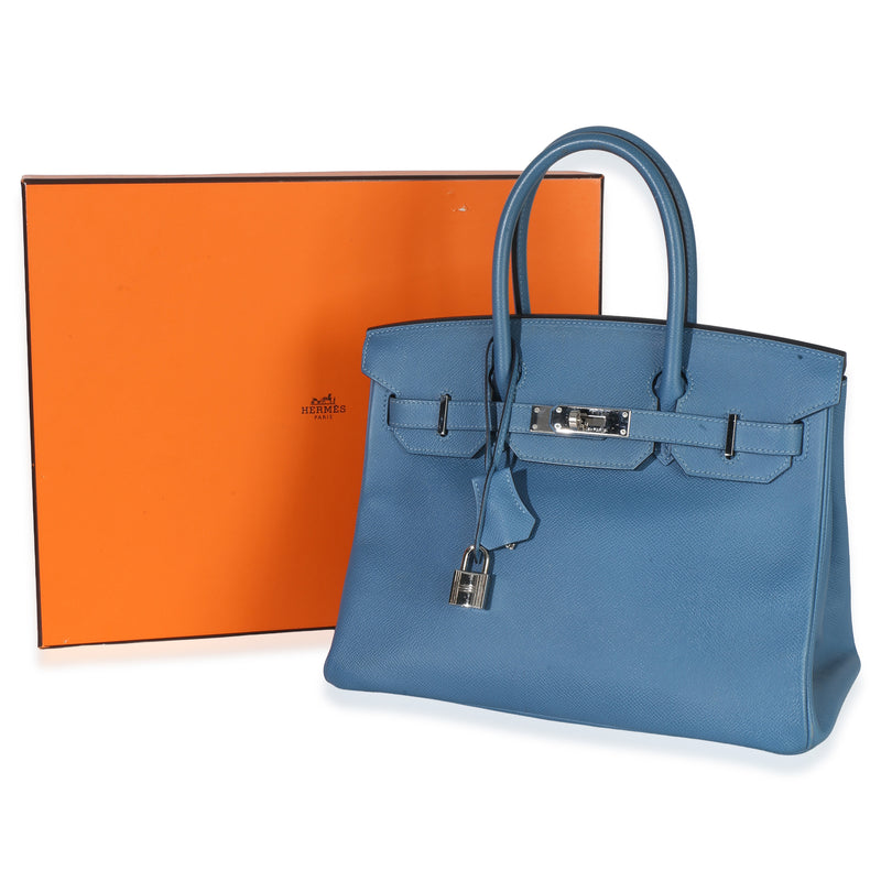 Hermès Bleu Brighton Epsom Birkin 30 Phw Blue Leather Handbag