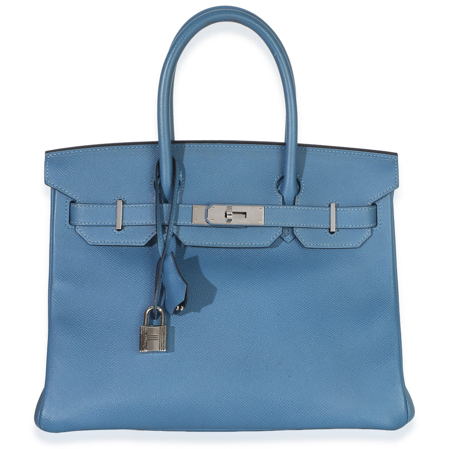Hermès Bleu Brighton Epsom Birkin 30 Phw Blue Leather Handbag