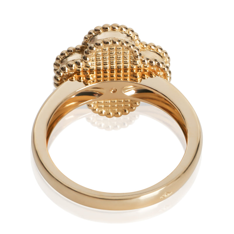 Van Cleef & Arpels Yellow Gold Carnelian And Diamond Vintage Alhambra Ring 18k