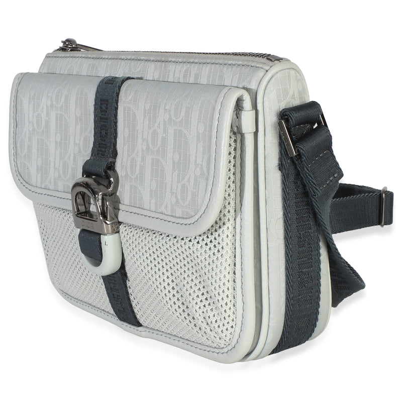 Christian Dior Light Blue Oblique Jacquard 8 Pouch With Strap Fabric Handbag