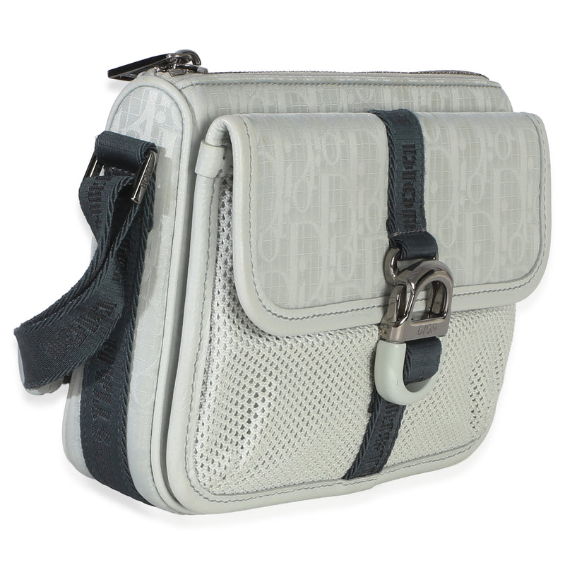 Christian Dior Light Blue Oblique Jacquard 8 Pouch With Strap Fabric Handbag