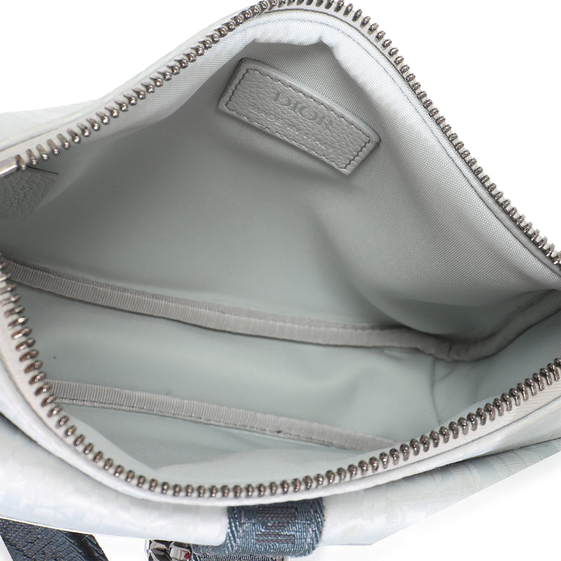 Christian Dior Light Blue Oblique Jacquard 8 Pouch With Strap Fabric Handbag