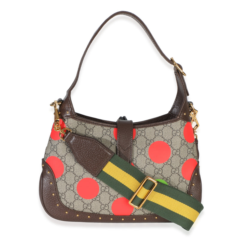 Gucci Beige Gg Supreme Monogram Canvas Web Geometric Studded Small Jackie 1961 H Brown; Multicolor Handbag