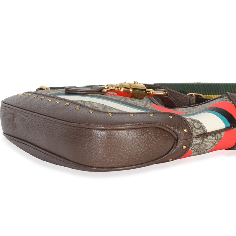 Gucci Beige Gg Supreme Monogram Canvas Web Geometric Studded Small Jackie 1961 H Brown; Multicolor Handbag