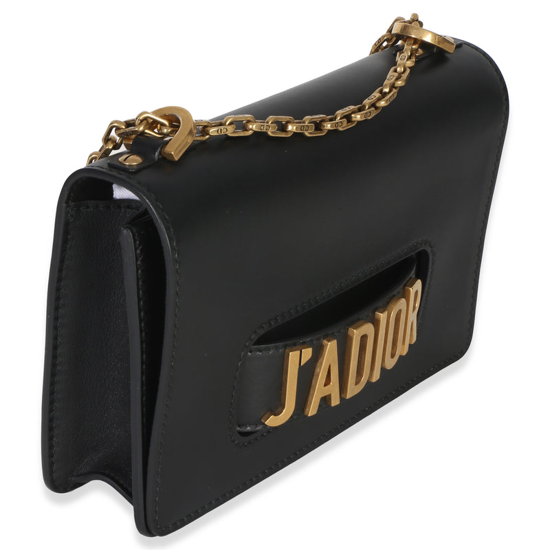 Christian Dior Black Smooth Calfskin Jadior Chain Flap Bag Leather Handbag