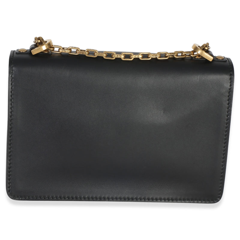 Christian Dior Black Smooth Calfskin Jadior Chain Flap Bag Leather Handbag