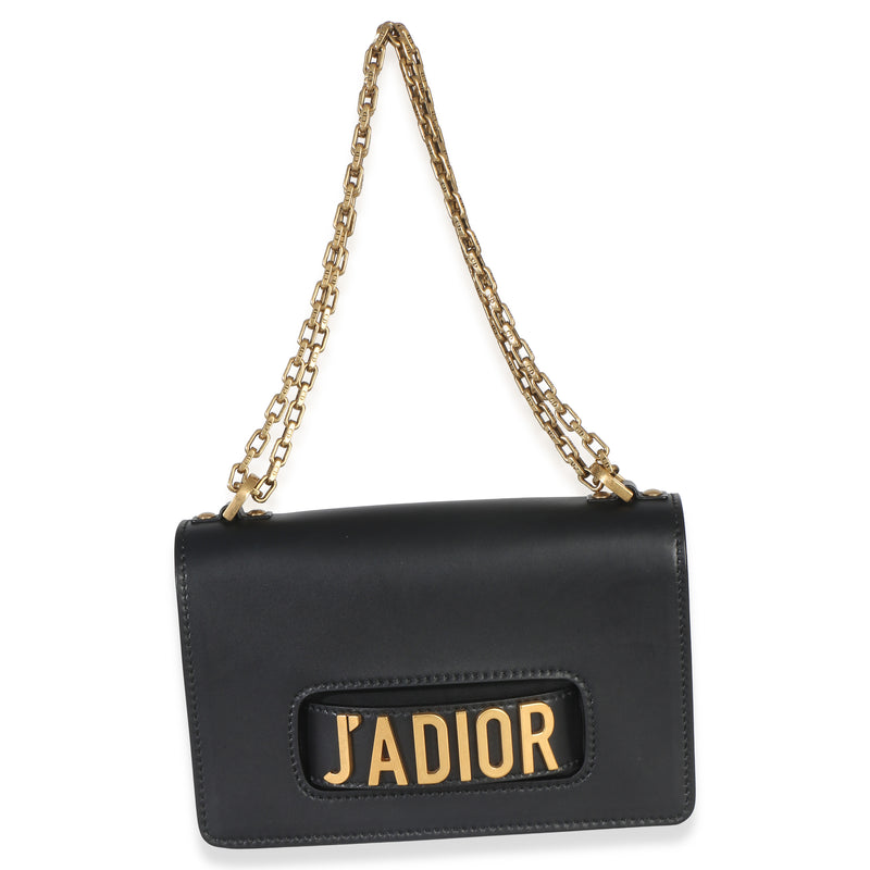 Christian Dior Black Smooth Calfskin Jadior Chain Flap Bag Leather Handbag