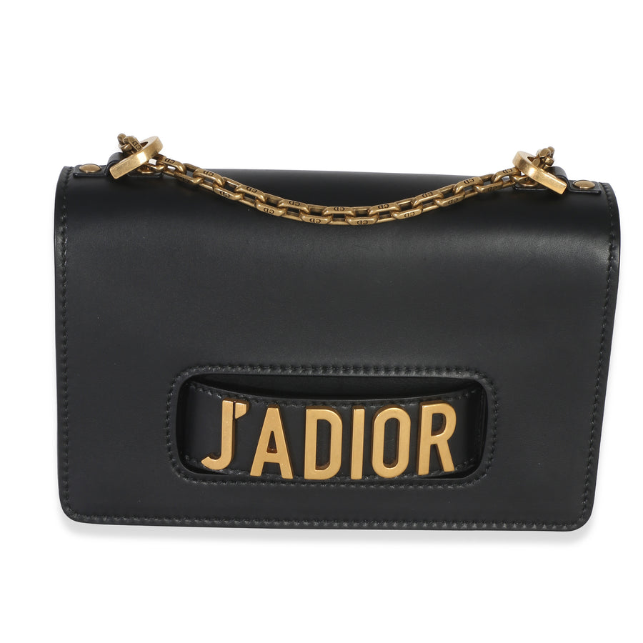Christian Dior Black Smooth Calfskin Jadior Chain Flap Bag Leather Handbag