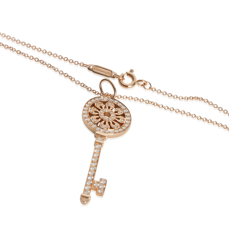 Tiffany & Co. Rose Gold Diamond Medium Model Petals Key Pendant 18k