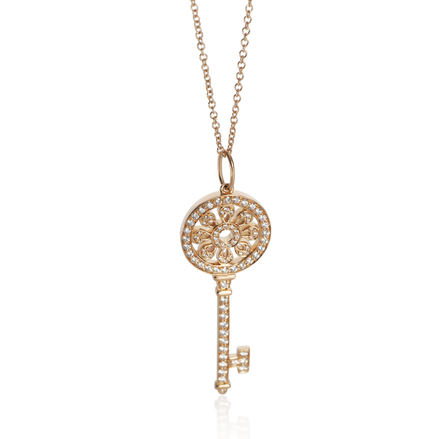 Tiffany & Co. Rose Gold Diamond Medium Model Petals Key Pendant 18k