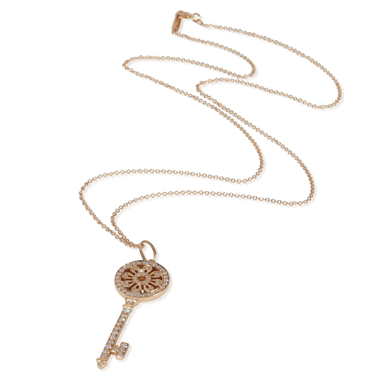 Tiffany & Co. Rose Gold Diamond Medium Model Petals Key Pendant 18k