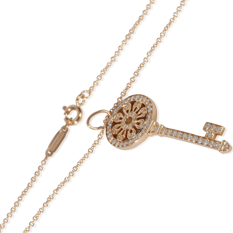 Tiffany & Co. Rose Gold Diamond Medium Model Petals Key Pendant 18k