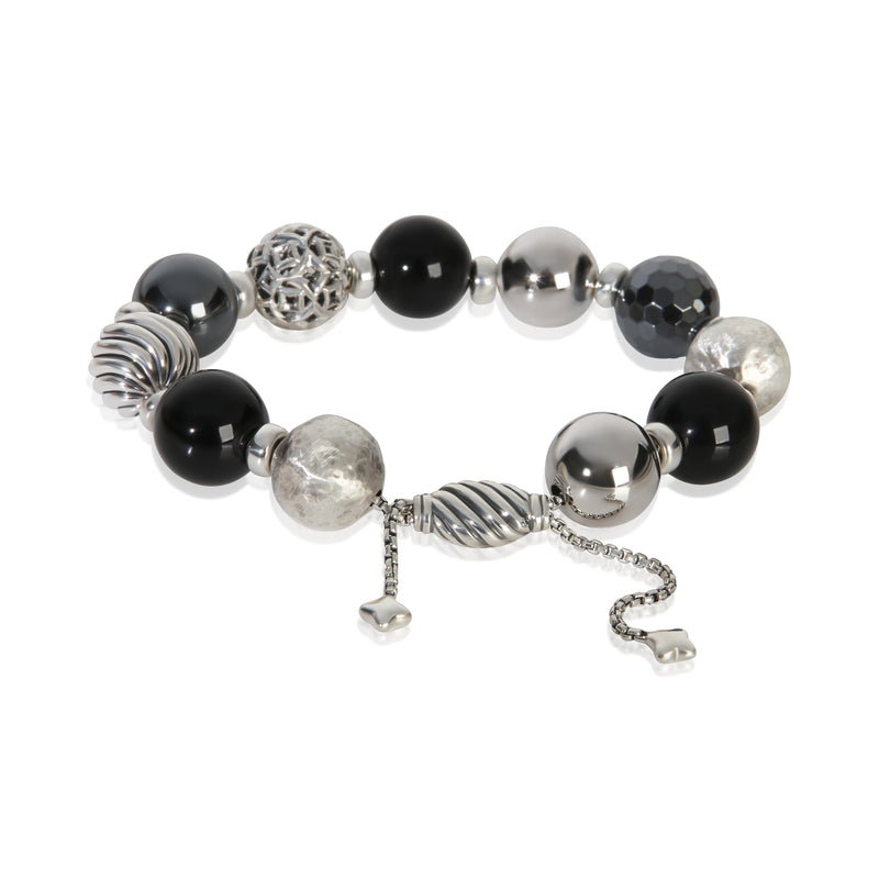 David Yurman Sterling Silver Onyx And Hematite Elements Bracelet 925