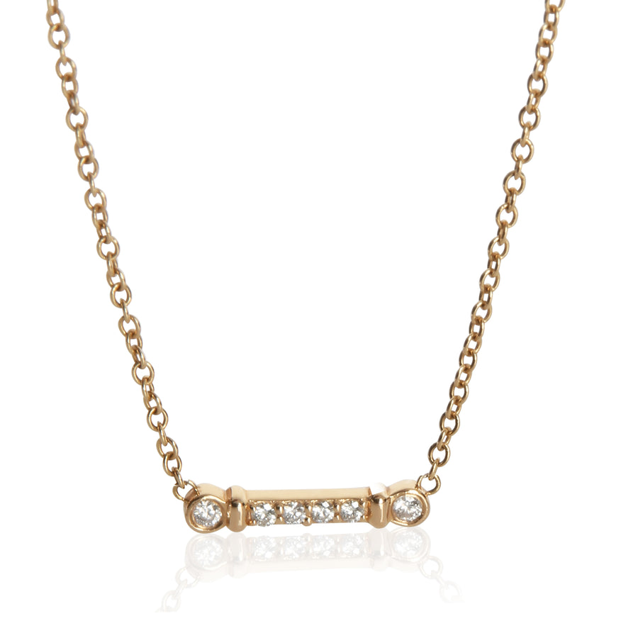 Tiffany & Co. Rose Gold Diamond Fluer De Lis Key Bar Pendant 18k