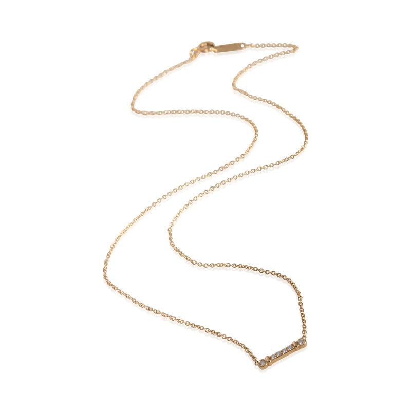 Tiffany & Co. Rose Gold Diamond Fluer De Lis Key Bar Pendant 18k