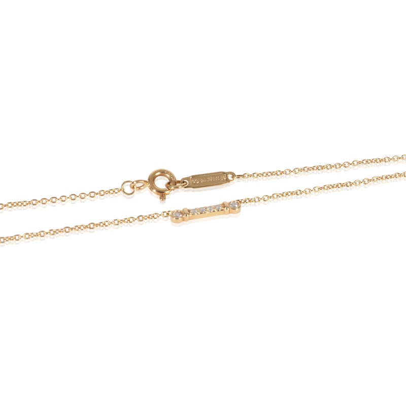Tiffany & Co. Rose Gold Diamond Fluer De Lis Key Bar Pendant 18k