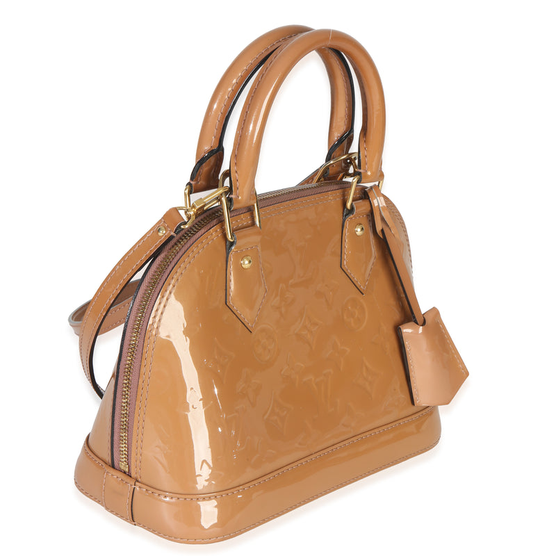 Louis Vuitton Rose Velours Monogram Vernis Alma Bb Tan Patent Leather Handbag