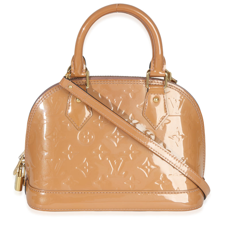 Louis Vuitton Rose Velours Monogram Vernis Alma Bb Tan Patent Leather Handbag