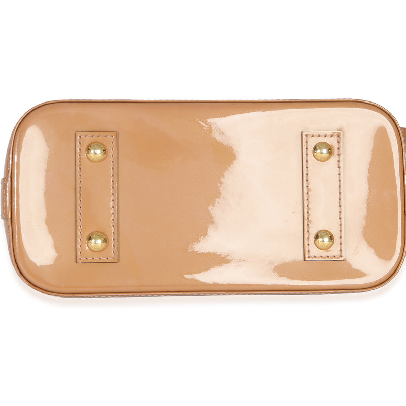 Louis Vuitton Rose Velours Monogram Vernis Alma Bb Tan Patent Leather Handbag