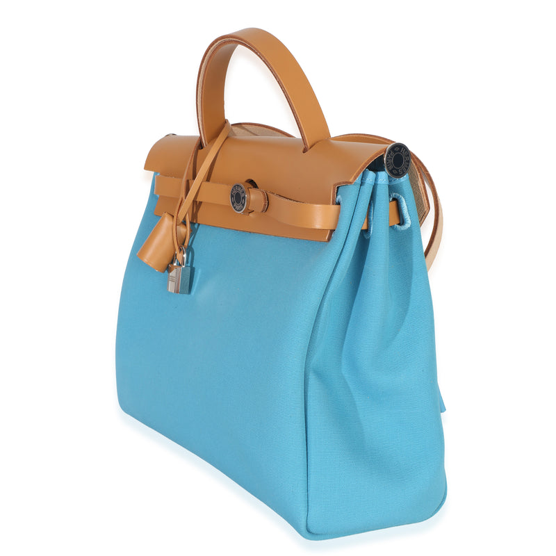 Hermès Bleu Azteque Toile Vache Hunter Herbag Zip 31 Pm Phw Blue Canvas Handbag