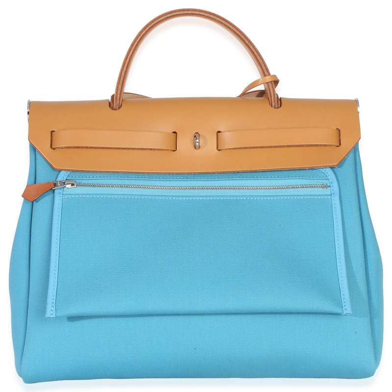 Hermès Bleu Azteque Toile Vache Hunter Herbag Zip 31 Pm Phw Blue Canvas Handbag