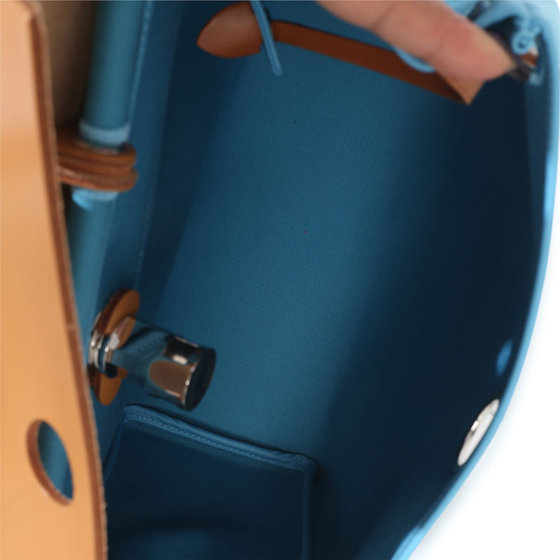 Hermès Bleu Azteque Toile Vache Hunter Herbag Zip 31 Pm Phw Blue Canvas Handbag