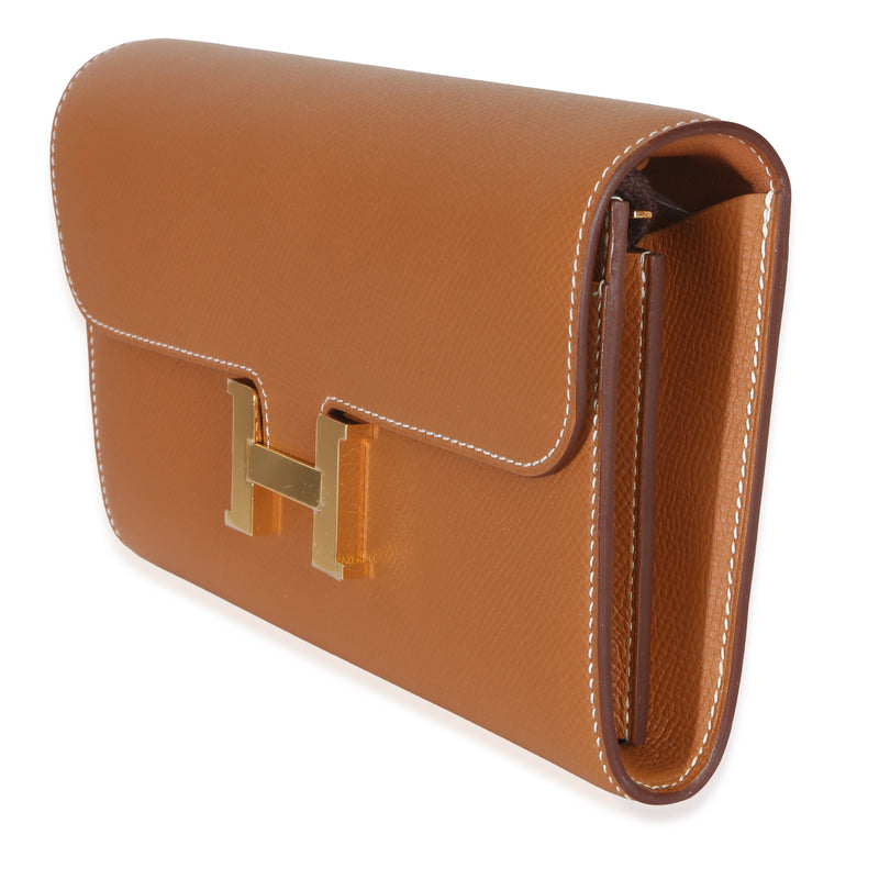 Hermès Gold Epsom Constance Long Wallet To Go Ghw Brown Leather