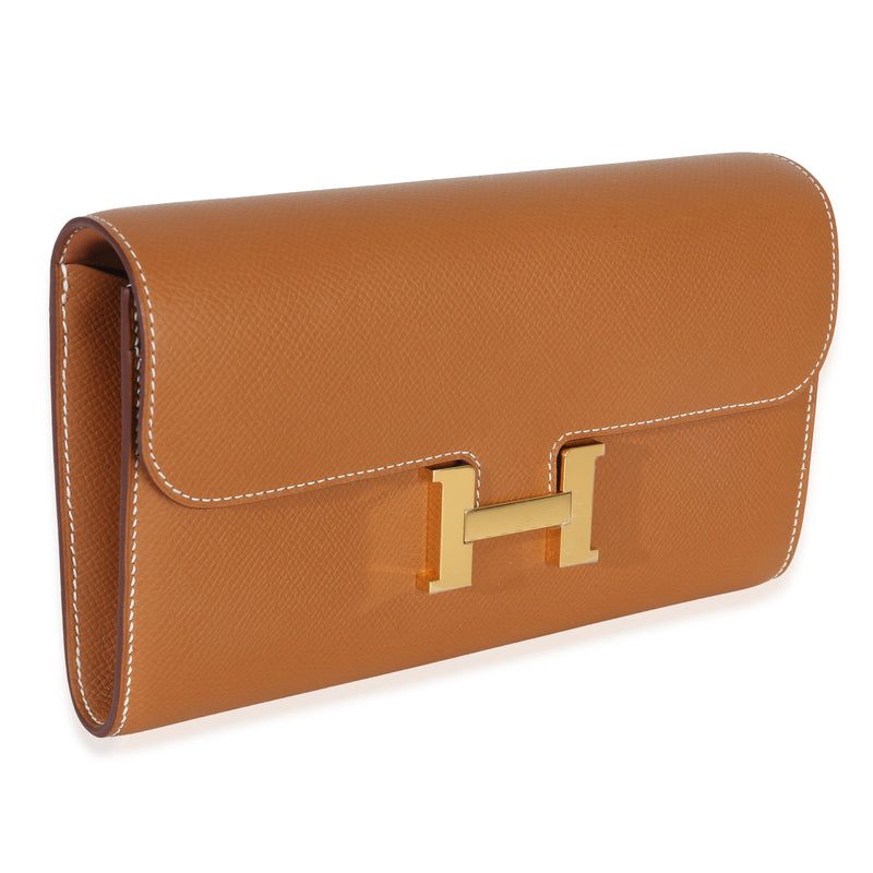 Hermès Gold Epsom Constance Long Wallet To Go Ghw Brown Leather