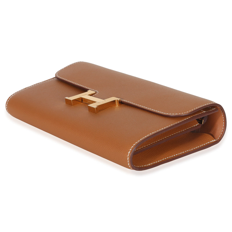 Hermès Gold Epsom Constance Long Wallet To Go Ghw Brown Leather