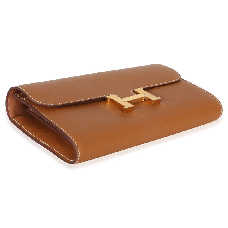Hermès Gold Epsom Constance Long Wallet To Go Ghw Brown Leather