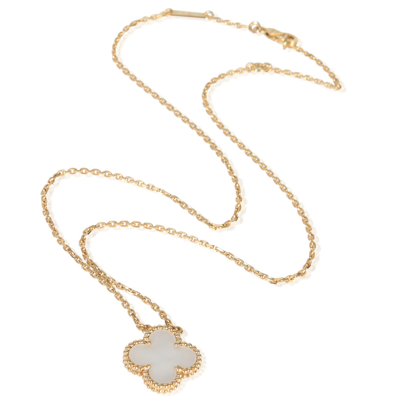 Van Cleef & Arpels Yellow Gold Mother Of Pearl Vintage Alhambra Pendant 18k