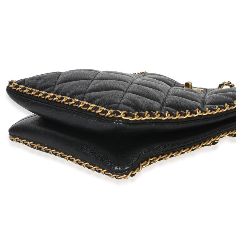 Chanel Black Quilted Caviar Mini Never Ending Chain Tote Leather Handbag