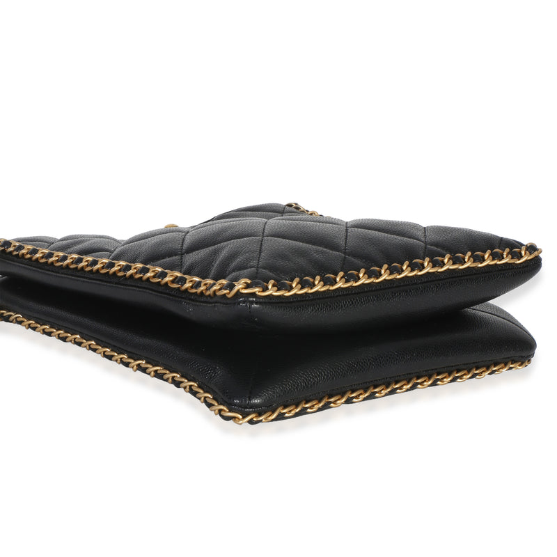 Chanel Black Quilted Caviar Mini Never Ending Chain Tote Leather Handbag
